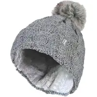 Heat Holder Wärmehalter - Damen Strickfleece gefütterte Thermo-Bommelmütze mit Pom Pom