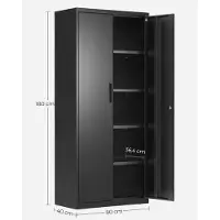 Helloshop26 Aufbewahrungsschrank - - 5 Ebenen - Pulverbeschichteter Stahl - Schwarz - Doppeltür