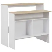 Helloshop26 Stehtisch Bar Bistro mit 2 weißen Tischplatten 130 cm 0902037