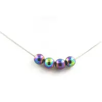 You do it Edelsteine und Mineralien. Halskette mit 4 mehrfarbigen Hämatitperlen 8 mm und Kette aus Edelstahl.