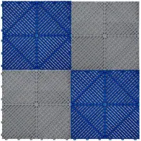 MonsterShop Belüftete Garagenbodenfliesen mit Kanten – 90 Blau und 30 Grau