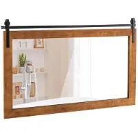 Helloshop26 Wandspiegel - - Rechteckig 100x66 cm - Massivholz - Vintage - Helleffekt