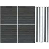 Monster WPC Sichtschutzzaun x4 & LED Zaunpfosten x5 - Grau