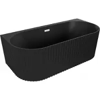 Mexen Sella freistehende Wandbadewanne gerillt 150 x 75 cm, schwarz matt, weißer Überlauf - 52711507571-20