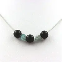 Bijoux Kette - Ein - schwarze Achat 8 mm - Brasilianische Apatit - Edelstahl - Länge wählbar