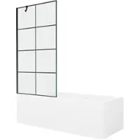 Mexen Cubik rechteckige Badewanne 160 x 70 cm mit Verkleidung und 1-flügliger Duschabtrennung 90 cm, Schwarzes Design - 55031607