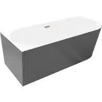 Mexen Silo freistehende Eckbadewanne links geriffelt 170 x 80 cm, weiß/grau, Überlauf Roségold - 52891708062L-60