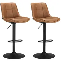 Helloshop26 Barhocker - - Set von 2 - Höhenverstellbar - Ergonomische Rückenlehne - Gepolstertes PU