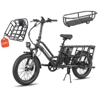 Fafrees FF20 CUV - Elektrisches Lastenrad - 250 W - 48 V - 24 Ah - Maximale Geschwindigkeit 25 km/h - Schwarz - Mit Gepäckträger hinten