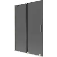 Mexen Velar zweiflügelige verschiebbare Badewannenabtrennung 120 x 150 cm, Graphit, gebürsteter Nickel - 896-120-000-41-97