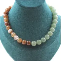Bijoux Steine und Mineralien. Halskette mit 10 mm Traumachat-Perlen + 10 mm Aventurin. Kette aus Edelstahl für Damen, Herren. Personalisierte Größe