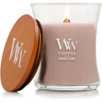 Woodwick Patchouli Crme Geschenke fόr Damen und Herren, 9,7 oz mittelgroίe Sanduhrkerze mit knisterndem Docht