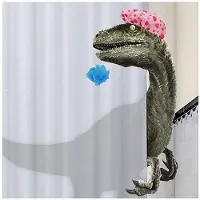Jojomino Lustige Dinosaurier Duschvorhang Badezimmer mit Haken Cartoon Badestoff für Kinder