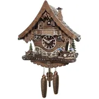 Engstler - 4797/8 - Kuckucksuhr - 8-Tage-Kettenzugwerk - Nussbaum