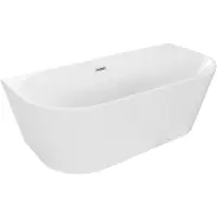 Mexen Oval Badewanne wandhängend 180 x 80 cm, weiß, Überlauf in gebürstetem Nickel - 52671808000-97