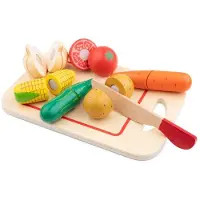 New Classic Toys Nachahmungsspiel - NEUE KLASSISCHE SPIELZEUG - Holzgemüse zum Schneiden - 14 Teile - 24 x 16 cm - Für Kinder von 2-6 Jahren