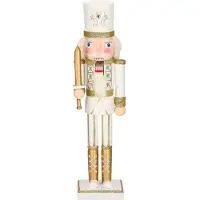 Springos Nussknacker-Figur - - Soldat mit Schwert - Höhe 38 cm - Holz - Creme