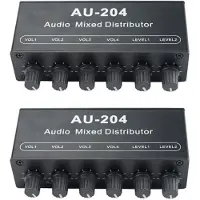 Tlily 2X Stereo-Audiomischer (2 Eingänge, 4 Ausgänge) unterstützt vier Kopfhörer oder externe Leistungsverstärker, unabhängige Lautstärkeregelung