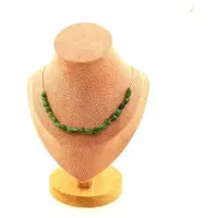 Bijoux Edelsteine und Mineralien. Halskette mit 20 Perlen aus Brazilian Diopsid. Kette aus Edelstahl. Halskette für Frauen, Männer. Anpassbare Größe.