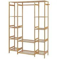 Helloshop26 Kleiderständer - - Offenes Modell - Bambus - 165 x 122 x 35 cm - Praktisch und elegant