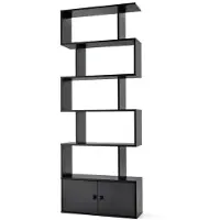Helloshop26 Bibliothek Regal Treppe - - 70x23x183 cm - Geschlossener Schrank - 5 offene Regale - Modernes Design