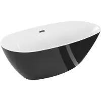 Mexen Eris freistehende Badewanne 180 x 95 cm, weiß/schwarz, Überlauf gun gray gebürstet - 53441809575-66