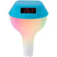 Jojomino Solar-Poolthermometer mit RGB-Atmosphärenlicht, Blau