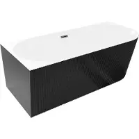 Mexen Silo freistehende Eckbadewanne links geriffelt 170 x 80 cm, weiß/schwarz, Überlauf gun gray gebürstet - 52891708075L-66