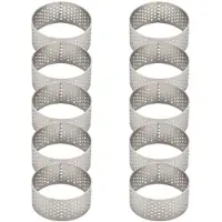TAUOH 10Pcs 4,5 cm Runde Edelstahl Perforierte Nahtlose Torte Ring Quicheform Pie mit Loch Shell