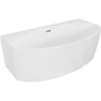 Mexen Bruna freistehende wandstehende Badewanne 170 x 88 cm, weiß glänzend, goldener Überlauf - 52731708800-50