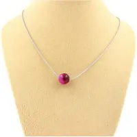 Bijoux Edelsteine und Mineralien. Halskette 1 Perle Tigerauge fuchsia 8 mm. Edelstahlkette Halskette für Frauen, Männer. Personalisiere die Größe.