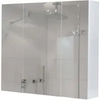 Mendler Spiegelschrank MCW-B19b, Badschrank Hängeschrank, 6 Regalböden hochglanz MVG- 70x80x16cm weiß