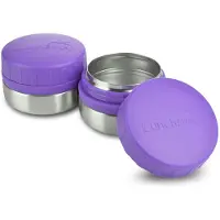 Lunchbots Rounds Leak Proof 4 oz. Stainless Snack Container Jar Set of 2 Purple Lids