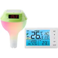 Jojomino Solarbetriebenes Poolthermometer mit RGB-Atmosphärenlicht Grün