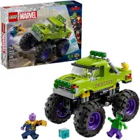 LEGO Marvel The Hulk Truck vs. Thanos Monstertruck-Bauspielzeug fr Kinder ab 7 Jahren Enthlt Hulk- und Thanos-Spielzeug-Minifiguren Kreat
