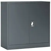 Helloshop26 Büroschrank - - 90 x 40 x 90 cm - Lackierter Stahl - 2 verstellbare Regale - Dunkelgrau