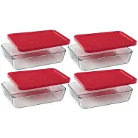 Pyrex Rechteckige Frischhaltedose von f r 3 Tassen (Packung mit 4 Beh ltern)