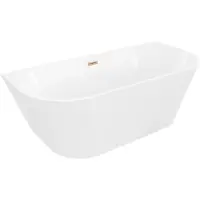 Mexen Oris freistehende geriffelte Badewanne 170 x 80 cm, weiß, Überlauf gebürstetes Kupfer - 52871708000-65