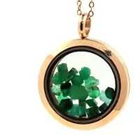 Bijoux Halskette - Ein - Medaille 30 mm - Rohemerald - Edelstahl - Roségold