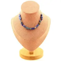 Bijoux Steine und Mineralien. Halskette mit 15 Perlen Lapis Lazuli aus Pakistan. Kette aus Edelstahl Halskette für Frauen, Männer. Personalisierte Größe