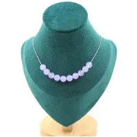 Bijoux Steine und Mineralien. Halskette mit 10 Lavendel-Calcit-Perlen 8 mm. Kette aus Edelstahl Halskette für Frauen, Männer. Anpassbare Größe