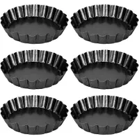 MaxPower Tarte Pan 6, kleine antihaftbeschichtete 4-Zoll-Quicheform mit abnehmbarem Boden, Kohlenstoffstahl-Quicheform