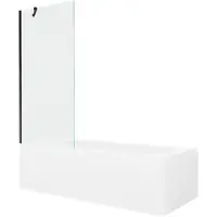 Mexen Vega rechteckige Badewanne 150 x 70 cm mit Verkleidung und 1-flügliger Duschabtrennung 80 cm, transparent, Schwarz - 55011
