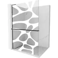 Mexen Kioto+ L Duschwand mit Walk-in-Regal 100 x 200 cm, weißes Muster, schwarz - 800-100-123-70-97
