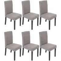 MCW 6er-Set Esszimmerstuhl Stuhl Küchenstuhl Littau Textil, grau, dunkle Beine