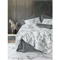 L'essentiel Maison , Satin-King-Bettbezug-Set (FR), Moale - Grey, 100 % Baumwollsatin, Grau, 240 x 220 cm