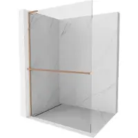 Mexen Kioto+ L Duschwand mit Regaleinlage 75 x 200 cm, transparent, gebürstetes Kupfer - 800-075-123-65-00