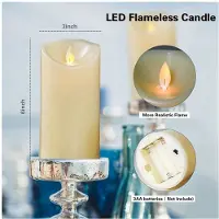 Semoic Flackernde, Flammenlose Kerzen, Batteriebetrieben, mit Fernbedienung und Timer, 7,6 X 15,2 Cm für Innen- und AußEndekoration