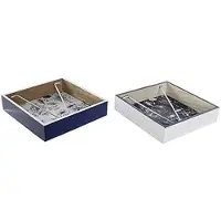 DKD Home Decor Handtuchhalter - - Weißes Metall und MDF-Holz - Set von 2 - Abmessungen 6x20x36 cm - Mehrfarbig