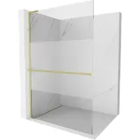Mexen Kioto+ L Duschwand mit Regalen Walk-in 120 x 200 cm, transparent/gehärtet, gold gebürstet - 800-120-123-55-35
